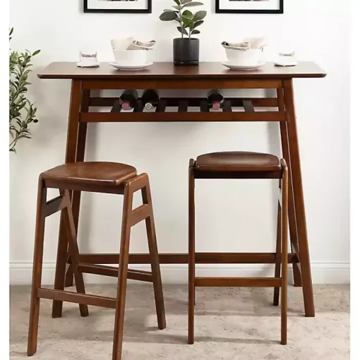 Kirklands Home Bar Stools & Counter Height Stools|Walnut Wood Backless Bar Stool Brown
