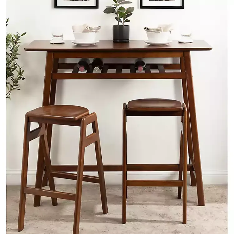 Kirklands Home Bar Stools & Counter Height Stools|Walnut Wood Backless Bar Stool Brown