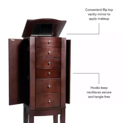 Kirklands Home Dressers & Chests|Walnut Wood 6-Drawer Maddie Jewelry Armoire Brown
