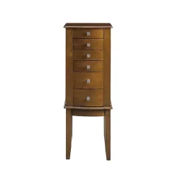 Kirklands Home Dressers & Chests|Walnut Wood 5-Drawer Zinnia Jewelry Armoire Brown