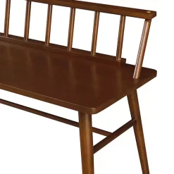 Kirklands Home Benches & Ottomans|Walnut Wood Low Back Spindle Bench Brown