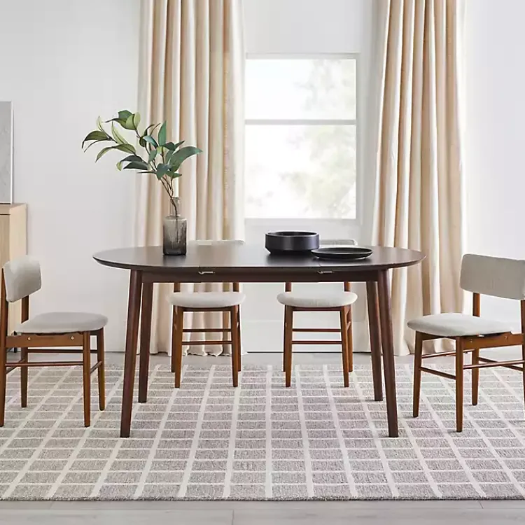 Kirklands Home Dining Tables|Walnut Wood Oval Dining Table with Leaf Brown