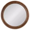 Kirklands Home Decorative Mirrors|Walnut Wood Ribbed Round Wall Mirror