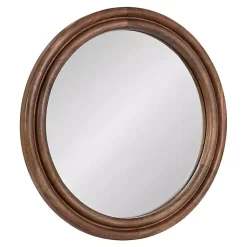 Kirklands Home Decorative Mirrors|Walnut Wood Ribbed Round Wall Mirror