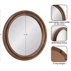 Kirklands Home Decorative Mirrors|Walnut Wood Ribbed Round Wall Mirror