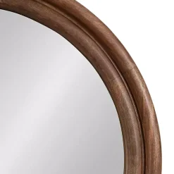 Kirklands Home Decorative Mirrors|Walnut Wood Ribbed Round Wall Mirror