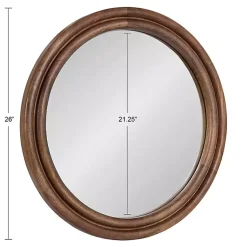 Kirklands Home Decorative Mirrors|Walnut Wood Ribbed Round Wall Mirror