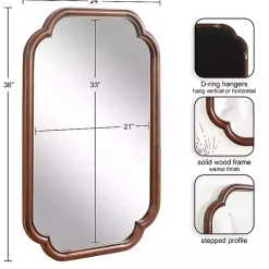 Kirklands Home Decorative Mirrors|Walnut Wood Scallop Wall Mirror Brown