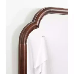 Kirklands Home Decorative Mirrors|Walnut Wood Scallop Wall Mirror Brown