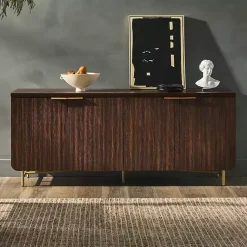 Kirklands Home Cabinets & Sideboards|Walnut Wood Scandinavian 4-Door Sideboard Brown