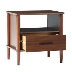 Kirklands Home Nightstands|Walnut Wood Spindle Leg Nightstand Brown