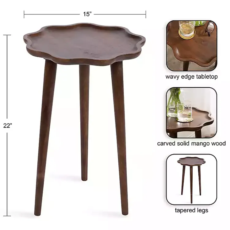 Kirklands Home Accent & End Tables|Walnut Wood Wavy Accent Table Brown