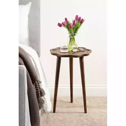 Kirklands Home Accent & End Tables|Walnut Wood Wavy Accent Table Brown