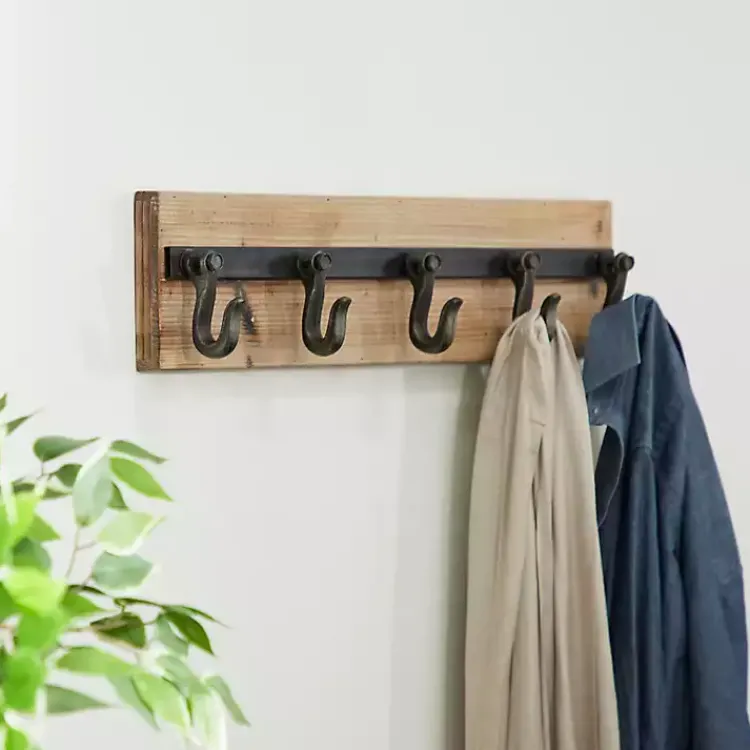 Kirklands Home Hooks|Warm Brown Industrial Iron Wall Hooks