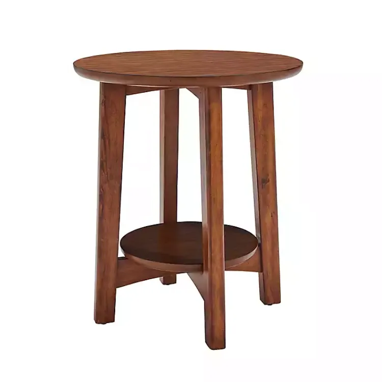 Kirklands Home Accent & End Tables|Warm Chestnut Wood Round Accent Table Brown