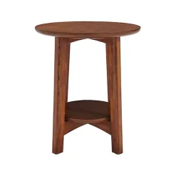 Kirklands Home Accent & End Tables|Warm Chestnut Wood Round Accent Table Brown