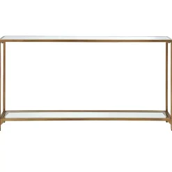 Kirklands Home Entryway Furniture|Warm en Mirrored Top Console Table Gold