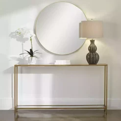 Kirklands Home Entryway Furniture|Warm en Mirrored Top Console Table Gold
