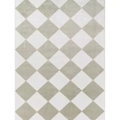 Kirklands Home Area Rugs|Warm Gray Checkered Area Rug, 5x7