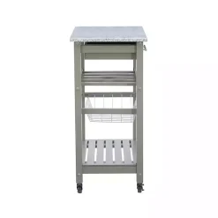 Kirklands Home Kitchen Islands & Bar Carts|Warm Rolling Kitchen Cart with Granite Top Gray