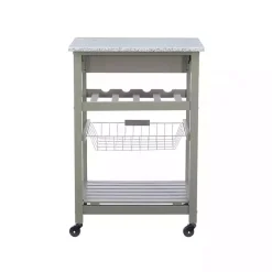 Kirklands Home Kitchen Islands & Bar Carts|Warm Rolling Kitchen Cart with Granite Top Gray