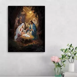 Best Warm Nativity Scene Canvas Art Print, 16x20 in. Christmas Art & Wall Decor