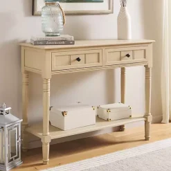 Kirklands Home Console Tables|Warm Natural 2- Drawer Samantha Console Table Tan