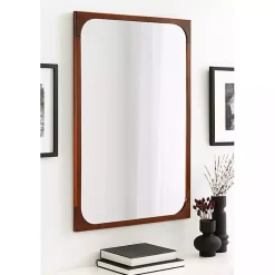 Kirklands Home Decorative Mirrors|Warm Walnut Rounded Rectangle Wall Mirror