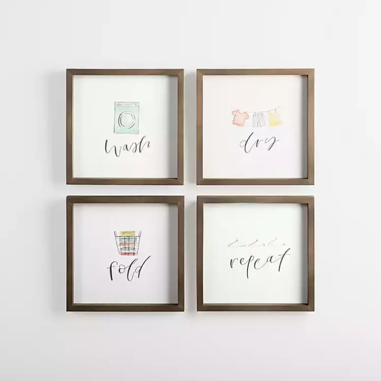 Kirklands Home Wall Plaques|Wash Dry Fold Wall Plaques, Set of 4