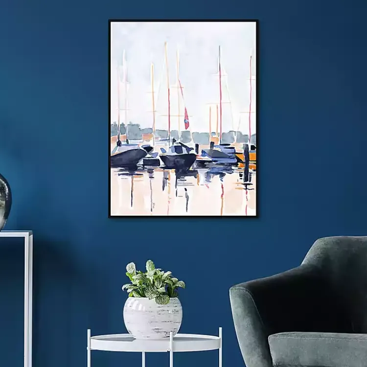 Kirklands Home Canvas Art|Watercolor Boat Club Framed Canvas Art Print