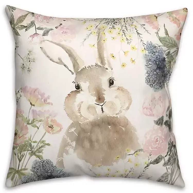 Sale Watercolor Bunny and Flowers Pillow Easter Decorations