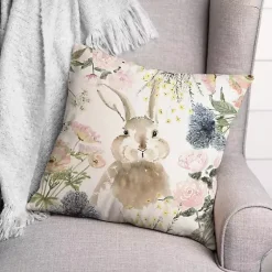 Sale Watercolor Bunny and Flowers Pillow Easter Decorations