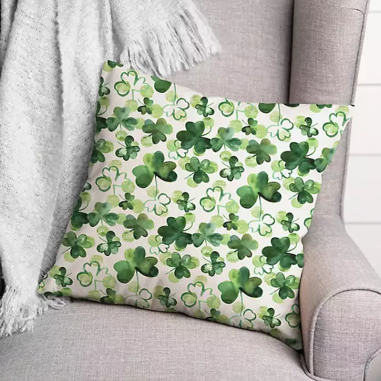 New Watercolor Clovers Indoor/Outdoor Pillow Pillows