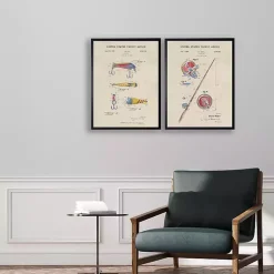 Kirklands Home Framed Art|Watercolor Fish and Lure Patent Framed Art Print Multi