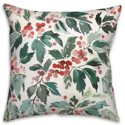 New Watercolor Holly Pillow Christmas Pillows