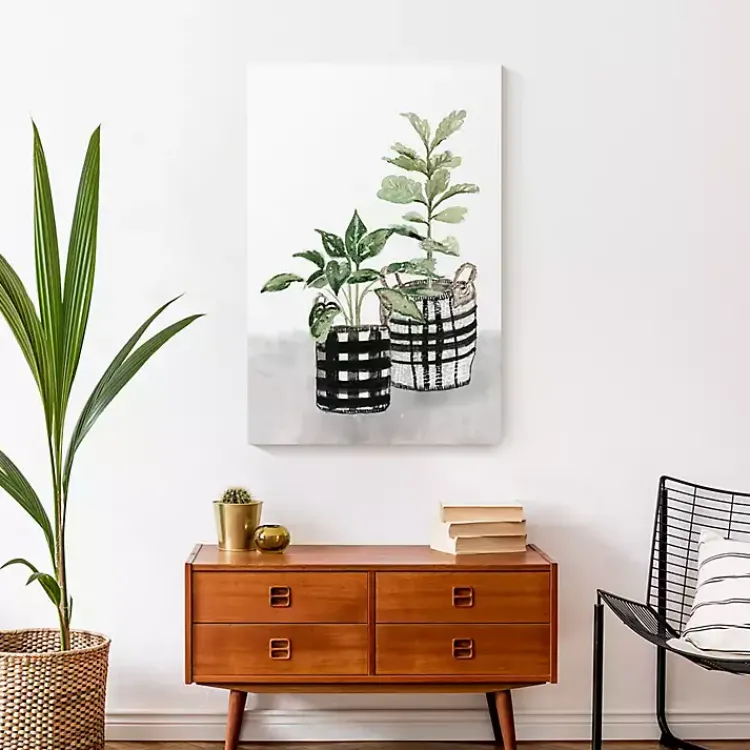 Kirklands Home Canvas Art|Watercolor Plaid Vase Canvas Art Print, 20x30 in.