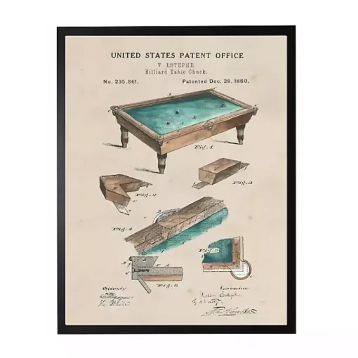 Kirklands Home Framed Art|Watercolor Pool Table Framed Art Print Tan