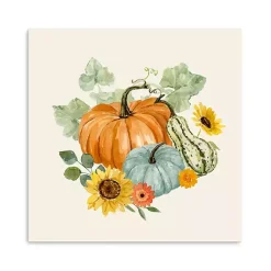Sale Watercolor Pumpkin Bunch Canvas Art Print Fall