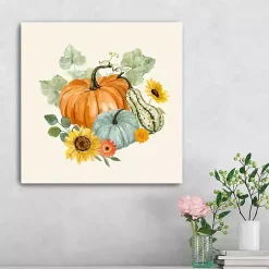 Sale Watercolor Pumpkin Bunch Canvas Art Print Fall
