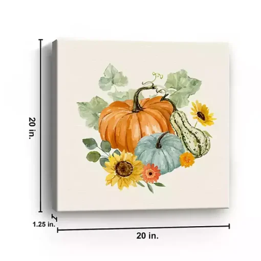 Sale Watercolor Pumpkin Bunch Canvas Art Print Fall