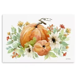 Watercolor Pumpkins Canvas Art Print, 36x24 in. Fall