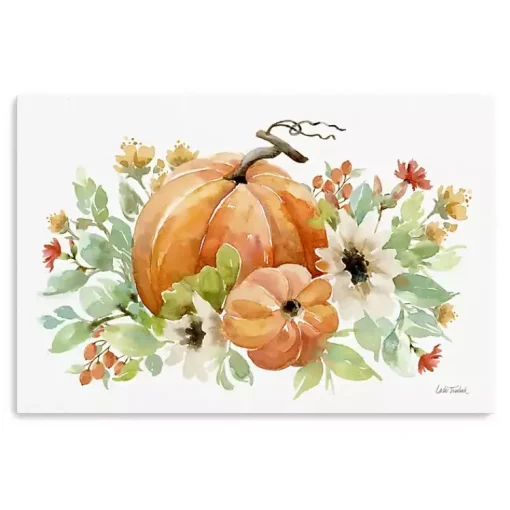 Watercolor Pumpkins Canvas Art Print, 36x24 in. Fall