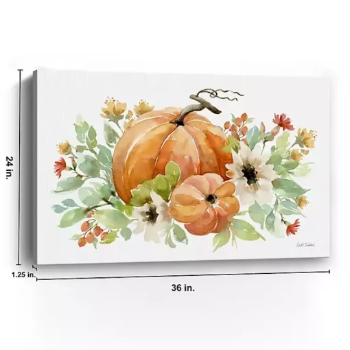 Watercolor Pumpkins Canvas Art Print, 36x24 in. Fall