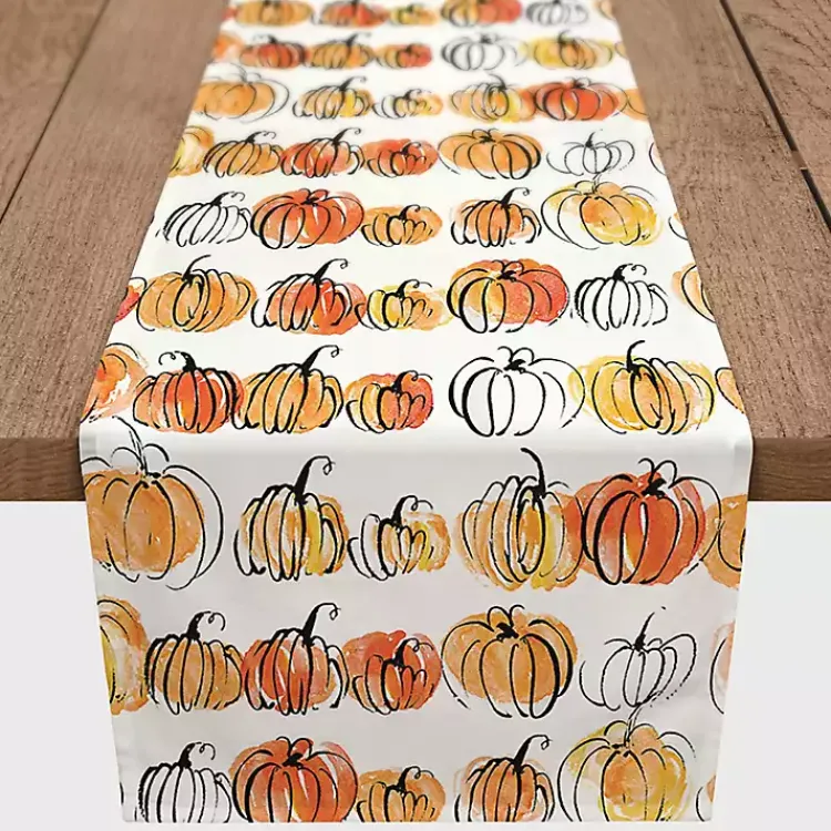 Discount Watercolor Pumpkins Table Runner Fall