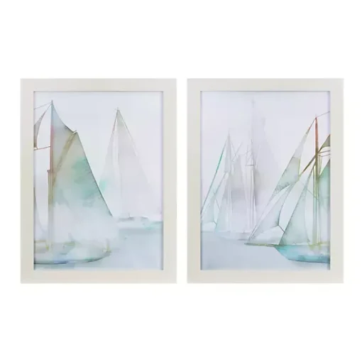 Kirklands Home Framed Art|Watercolor Sailboats Framed Art Prints, Set of 2 Multi