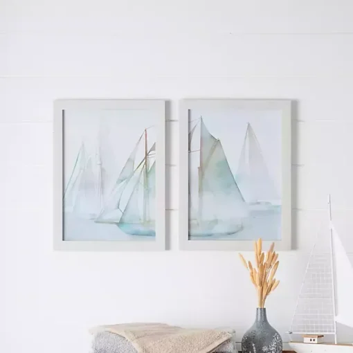 Kirklands Home Framed Art|Watercolor Sailboats Framed Art Prints, Set of 2 Multi