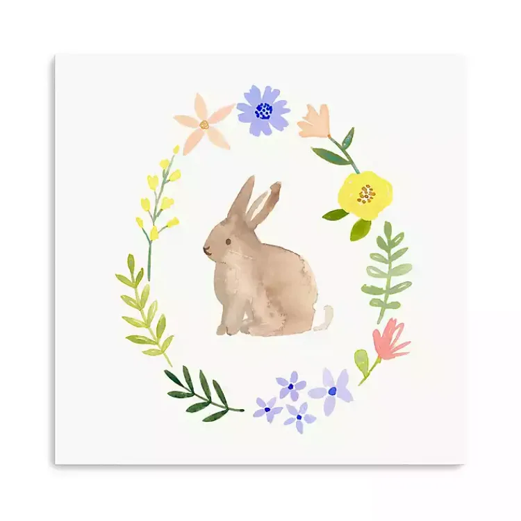 New Watercolor Wildflower Bunny Canvas Art Print Easter Decorations