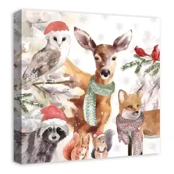 Online Watercolor Woodland Creatures Canvas Art Print Christmas Art & Wall Decor