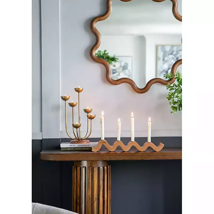Sale Wavy Wood Taper Candle Runner Candle Holders