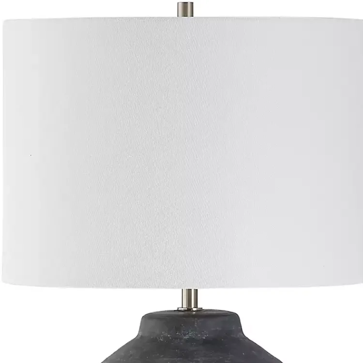 Kirklands Home Table Lamps|Weathered Black Ceramic Rhys Table Lamp White